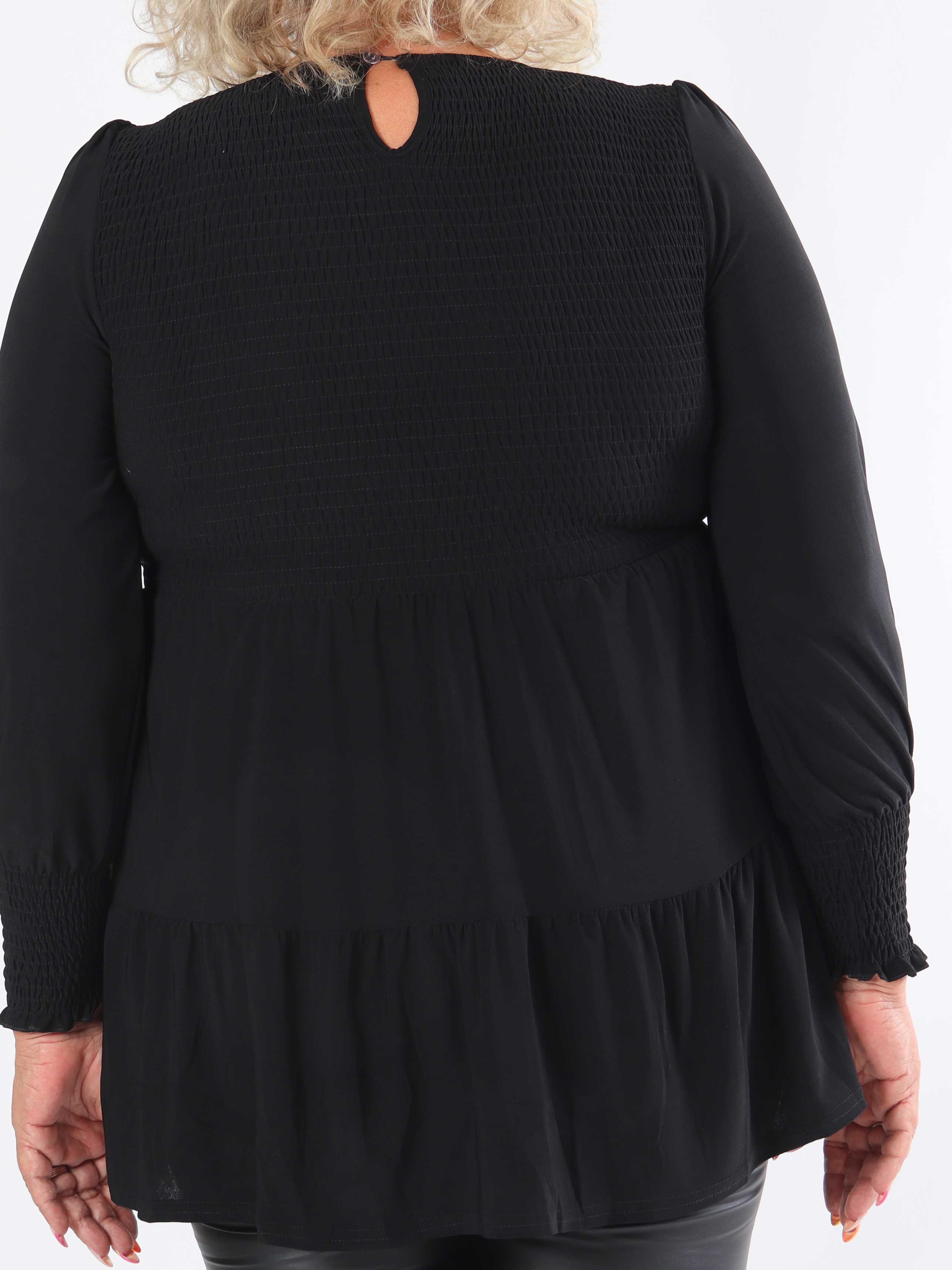 Kelly Shirt - Elastisk plus size blus med smock över bröstet